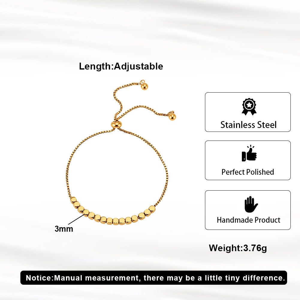 Minimalist Geometric Disc Bead Chain Bracelet in 14K Gold & Silver