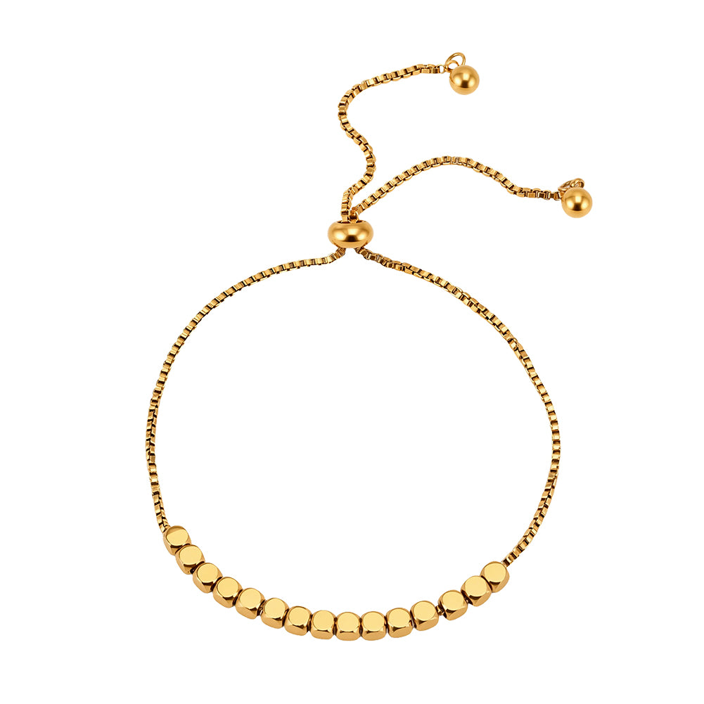 Minimalist Geometric Disc Bead Chain Bracelet in 14K Gold & Silver