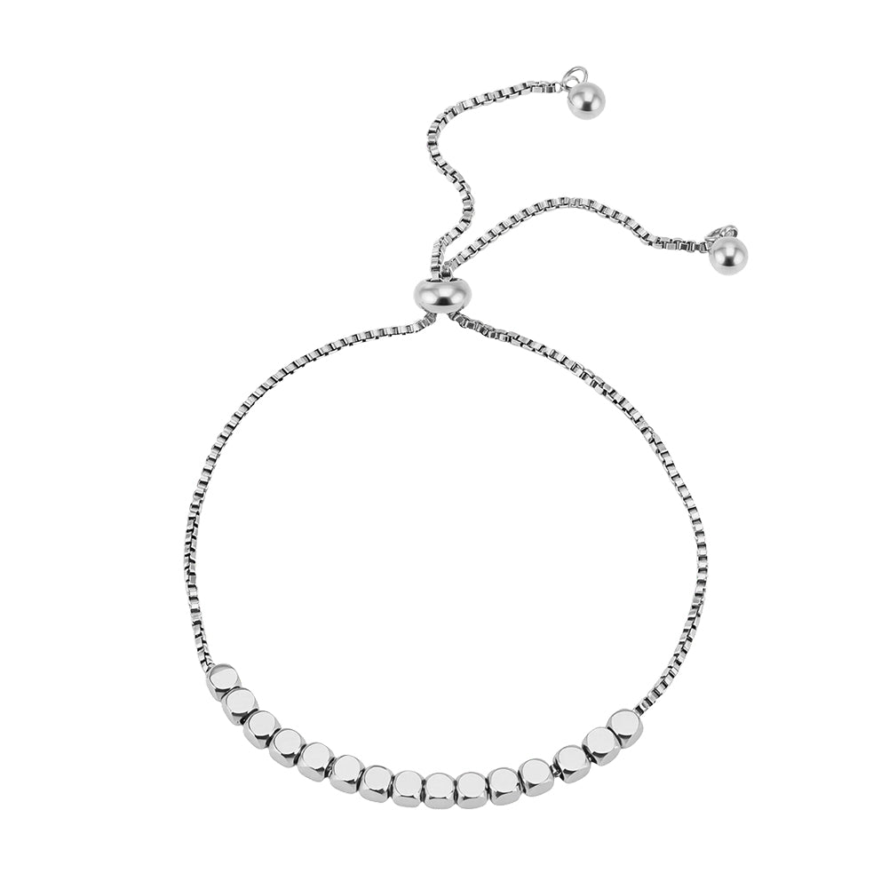 Minimalist Geometric Disc Bead Chain Bracelet in 14K Gold & Silver