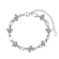 Minimalist Tarnish-Resistant Sculptural Textured Knot Link Chain Bracelet