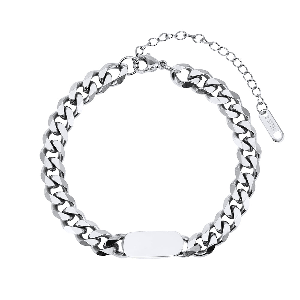 Minimalist Tarnish-Resistant Sleek Bar Curb Chain Bracelet