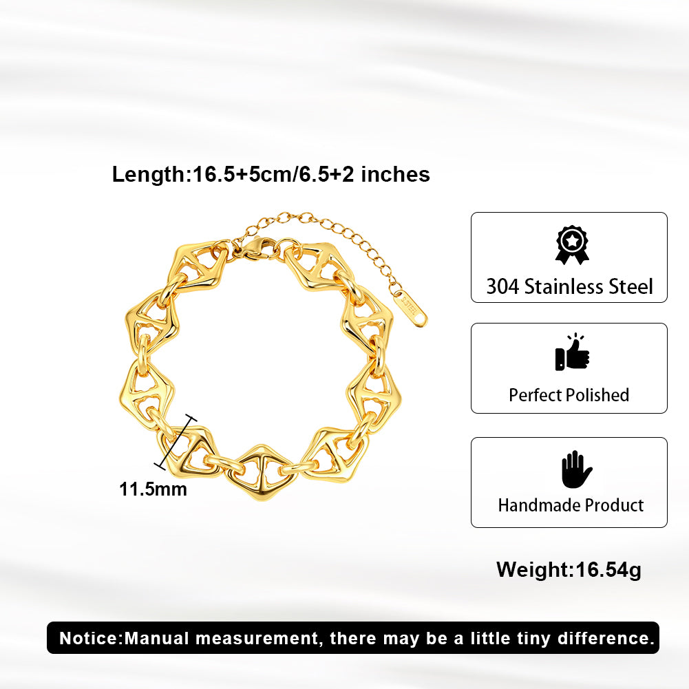 Geometric Anchor Chain Minimalist Tarnish-Resistant Sculpted Hollow Mariner Link Bracelet