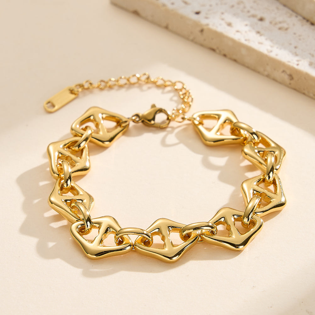 Geometric Anchor Chain Minimalist Tarnish-Resistant Sculpted Hollow Mariner Link Bracelet