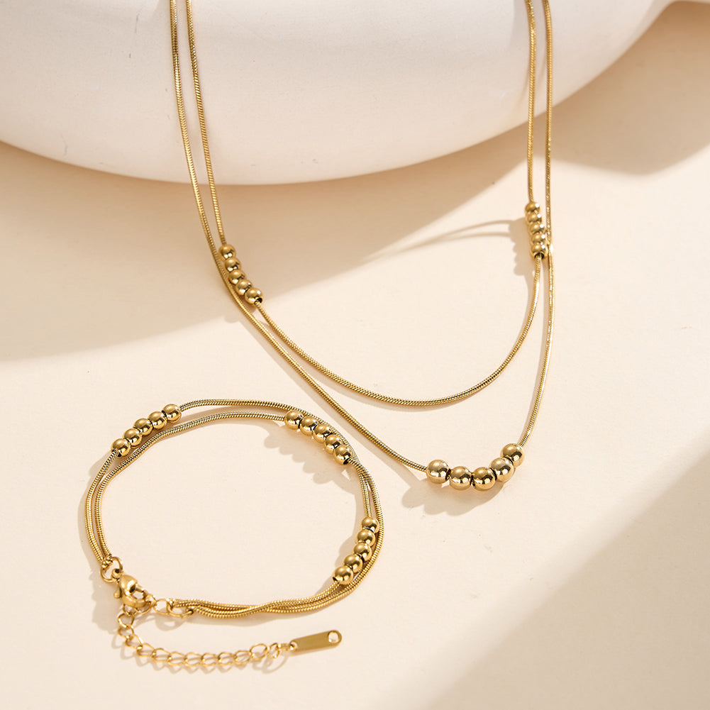 Soleil Atelier // Sculptural Double-Layer Snake Chain & Sphere Bracelet