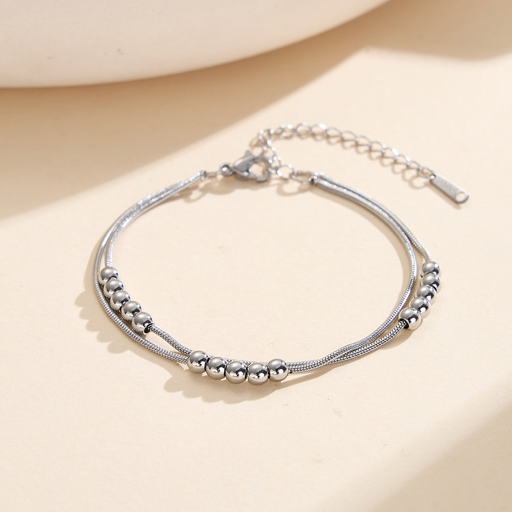 Soleil Atelier // Sculptural Double-Layer Snake Chain & Sphere Bracelet