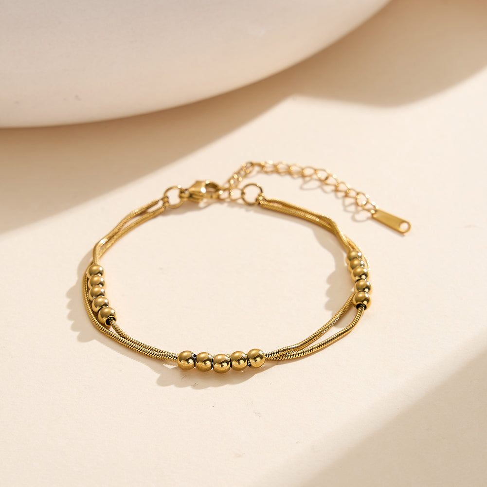 Soleil Atelier // Sculptural Double-Layer Snake Chain & Sphere Bracelet