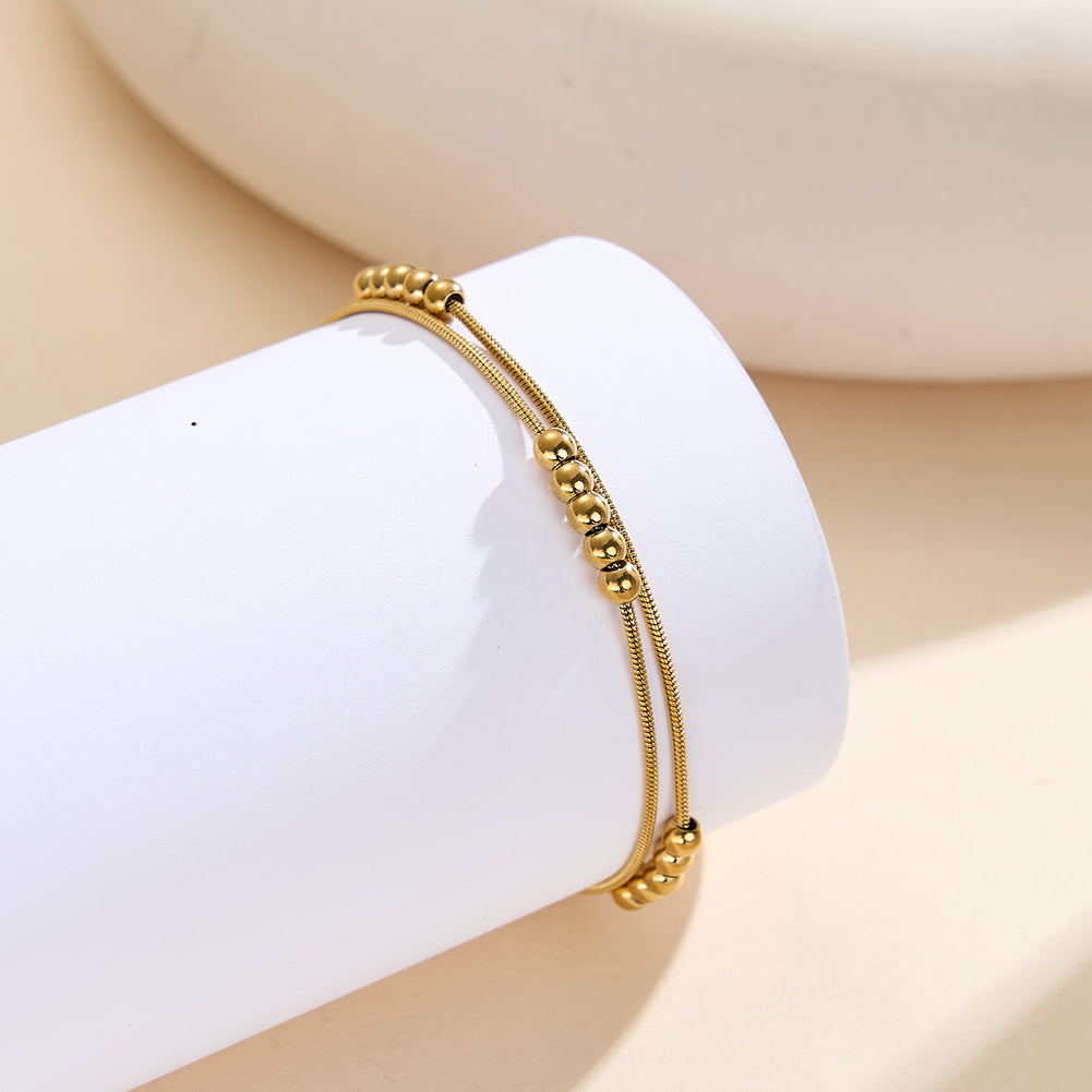 Soleil Atelier // Sculptural Double-Layer Snake Chain & Sphere Bracelet