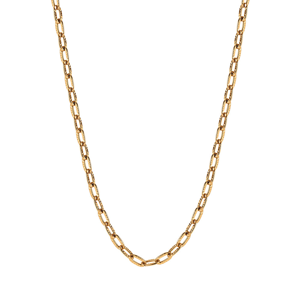 Textured Diamond-Cut Paperclip Chain Necklace in Sleek Silver