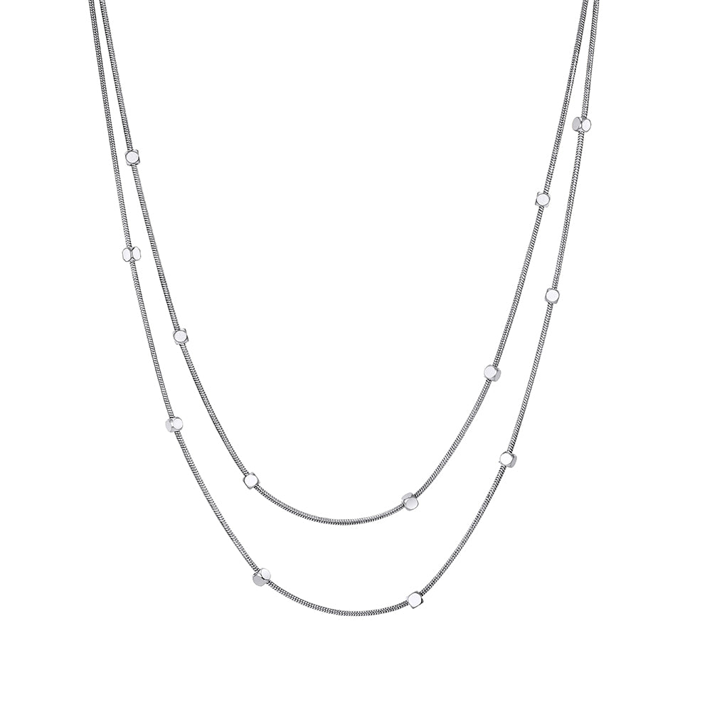 Oracle Lumina // Double-Layer Fluid Snake Chain & Disc Choker