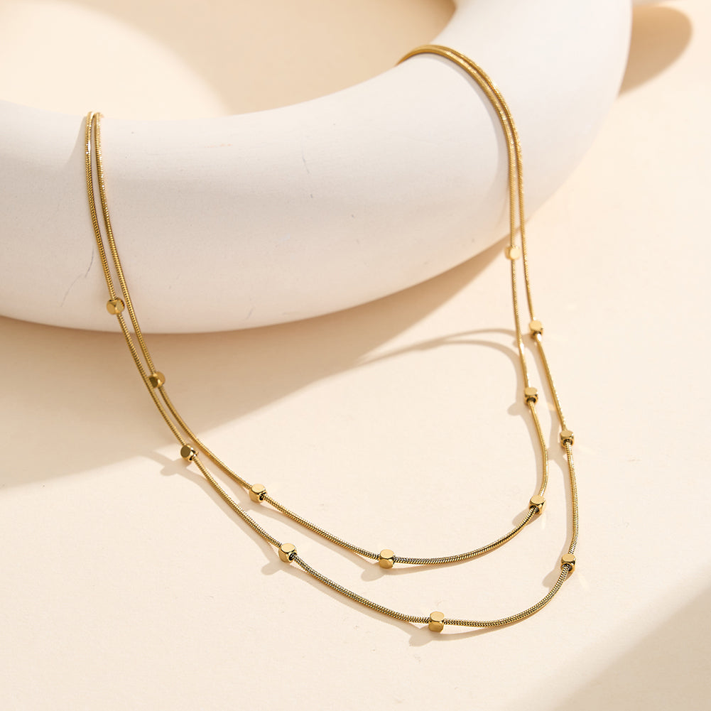Oracle Lumina // Double-Layer Fluid Snake Chain & Disc Choker