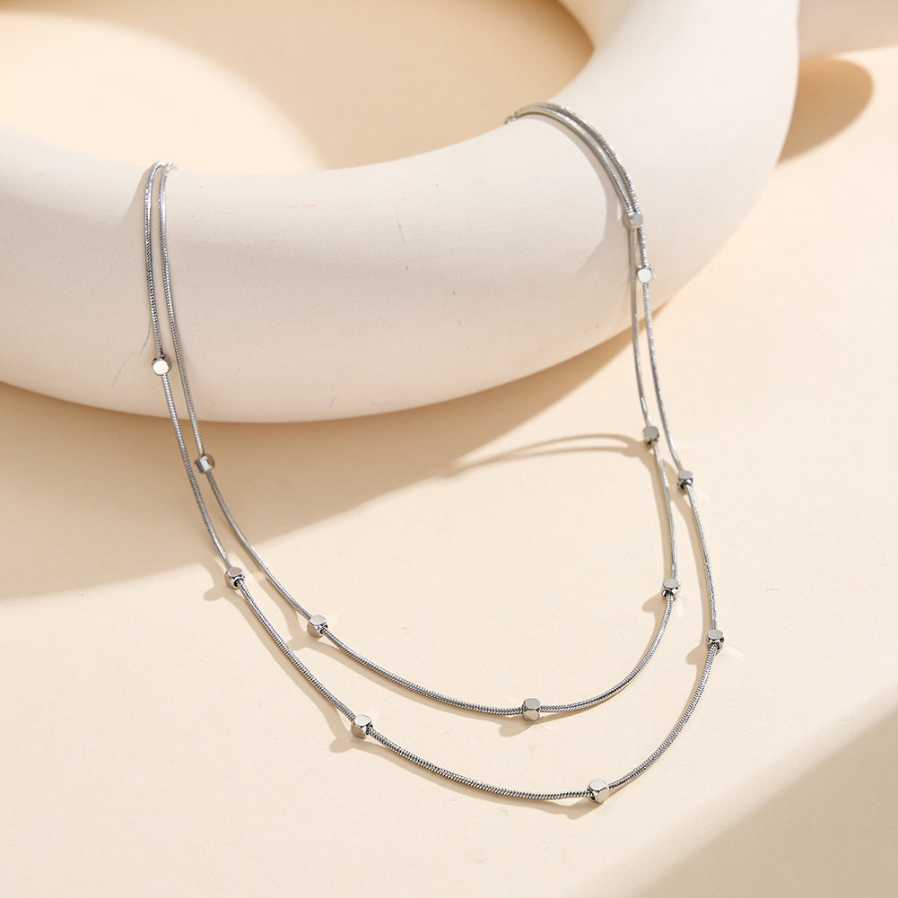 Oracle Lumina // Double-Layer Fluid Snake Chain & Disc Choker