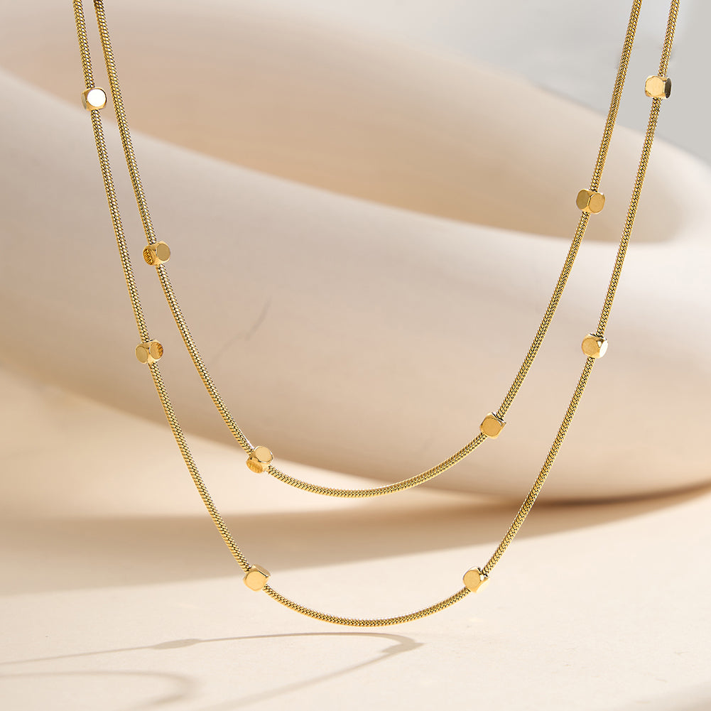 Oracle Lumina // Double-Layer Fluid Snake Chain & Disc Choker