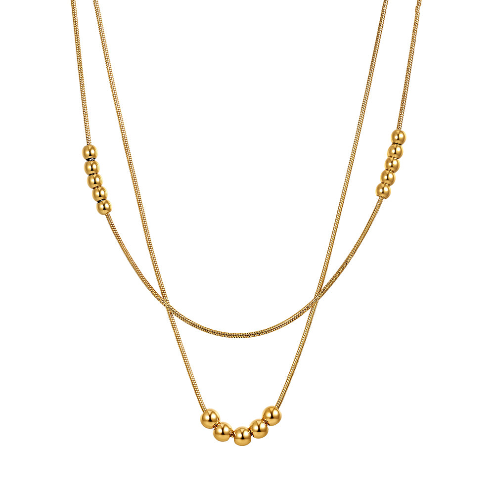 Celestial Rhythm // Sculptural Double-Layer Snake Chain & Sphere Necklace