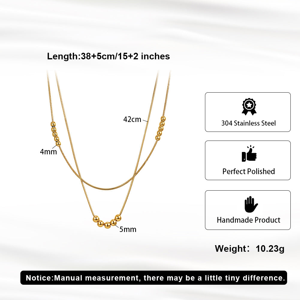 Celestial Rhythm // Sculptural Double-Layer Snake Chain & Sphere Necklace