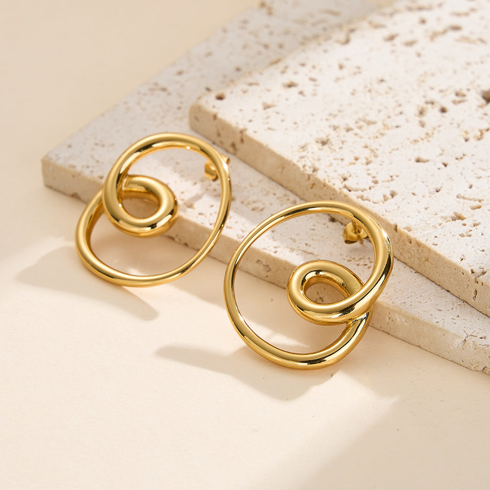 Solar Vortex // Sculptural Abstract Spiral Stud Earrings