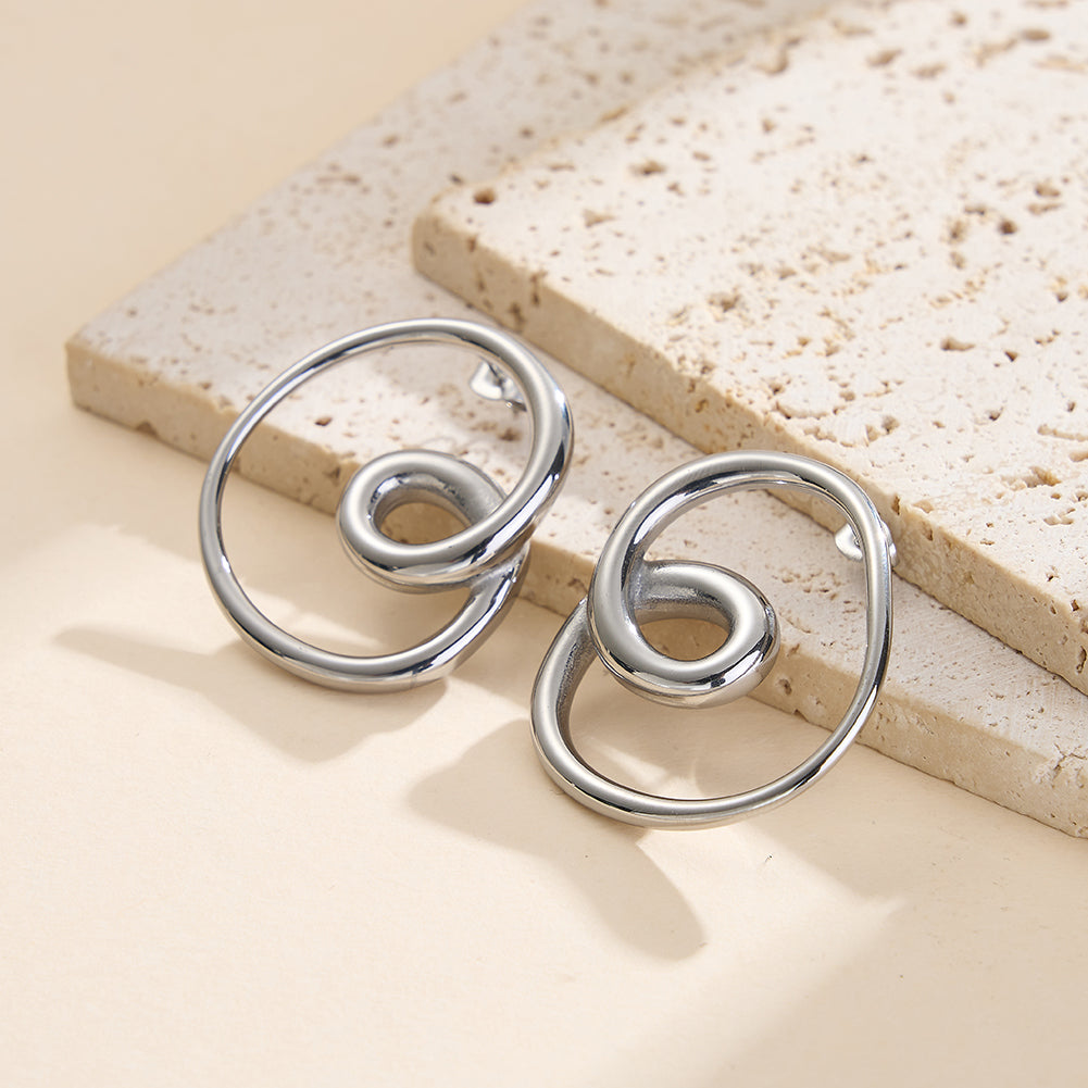 Solar Vortex // Sculptural Abstract Spiral Stud Earrings