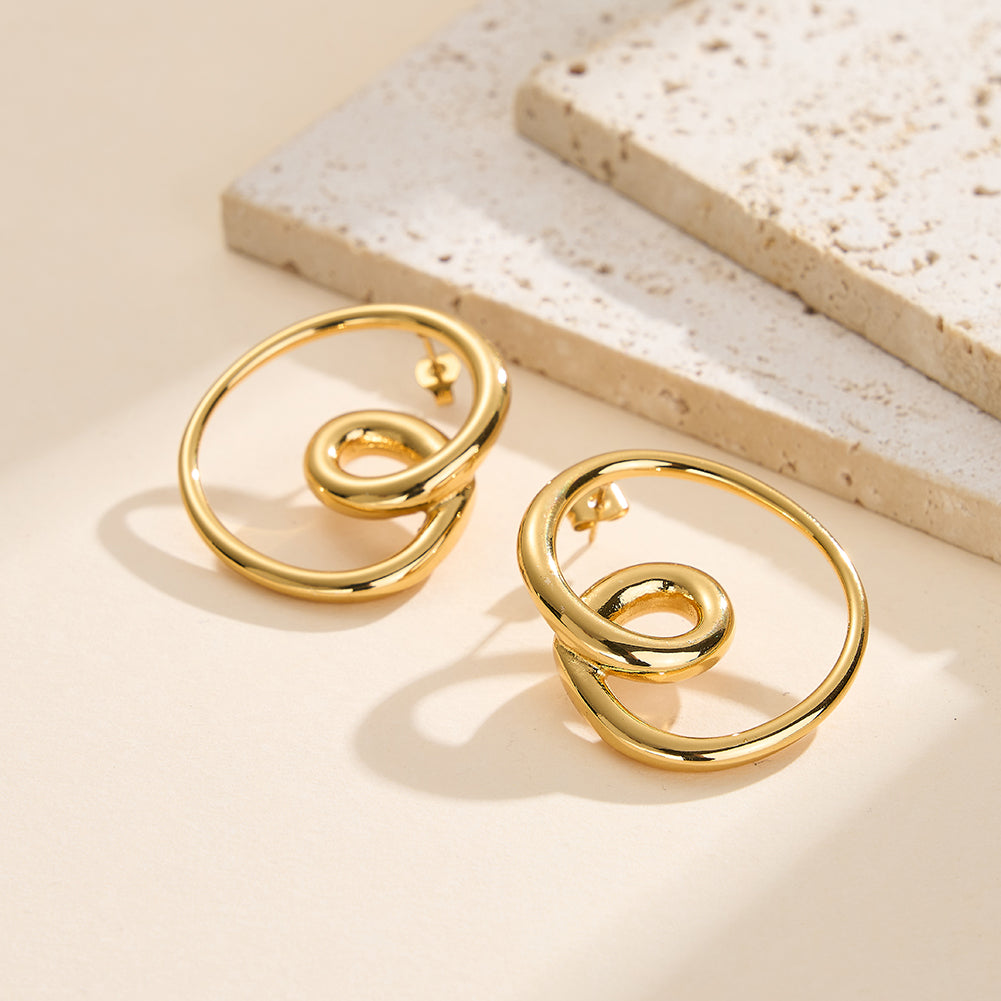 Solar Vortex // Sculptural Abstract Spiral Stud Earrings