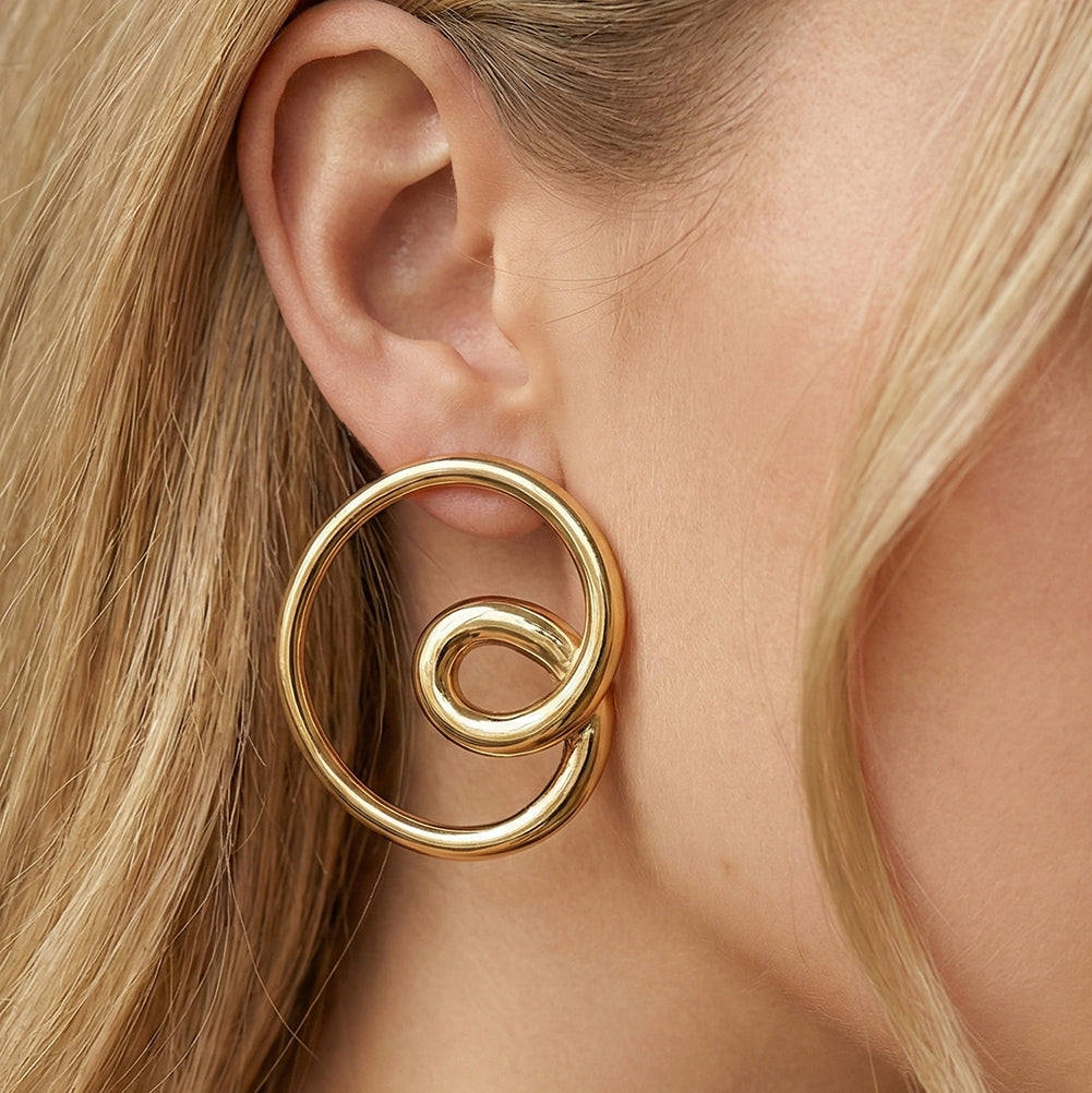 Solar Vortex // Sculptural Abstract Spiral Stud Earrings