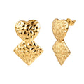 Velvet Oracle // Textured Heart & Rhombus Geometric Drop Earrings