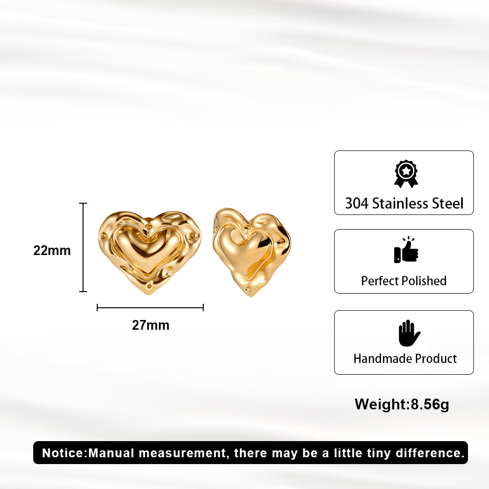 Aura Amour // Sculptural Textured Heart Stud Earrings