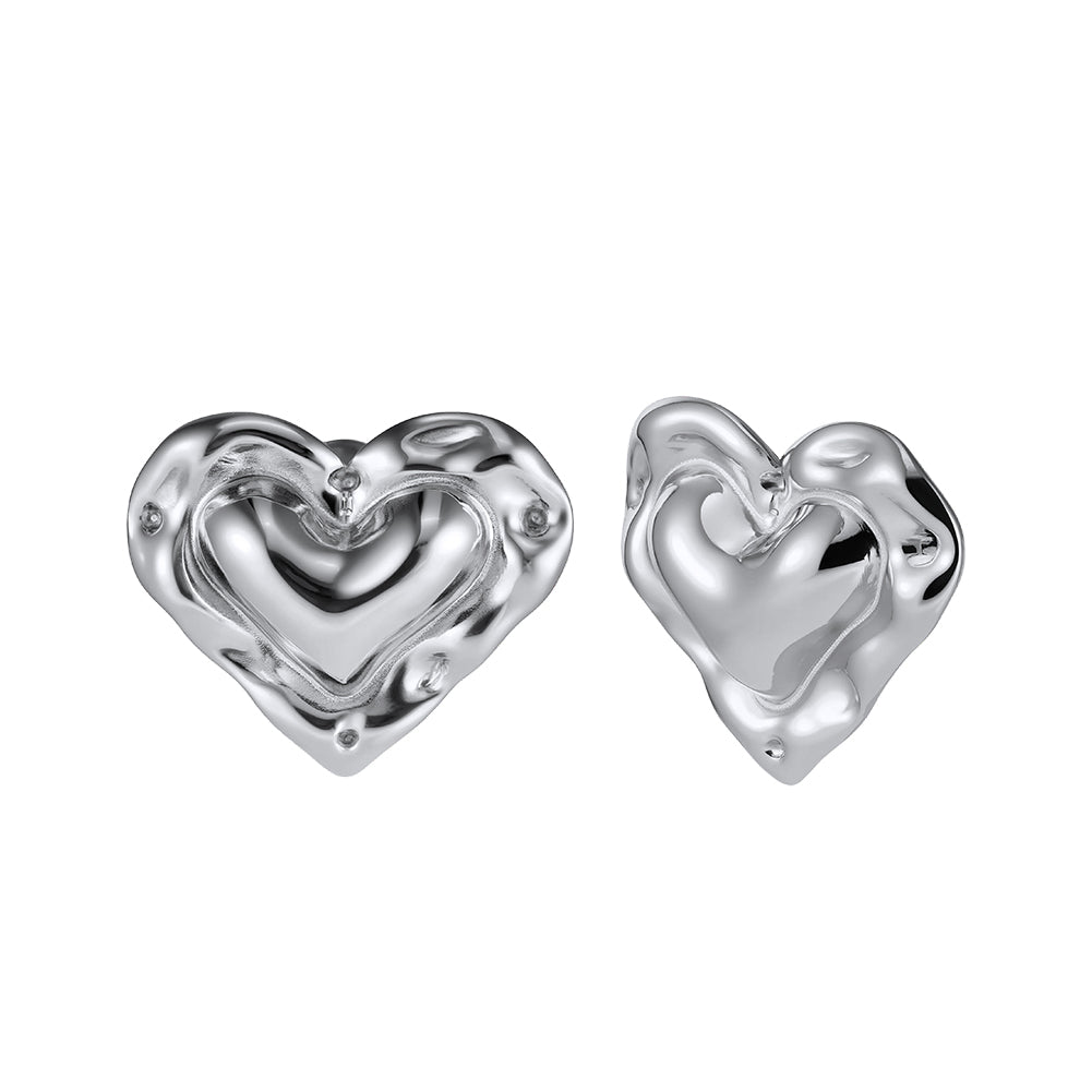 Aura Amour // Sculptural Textured Heart Stud Earrings
