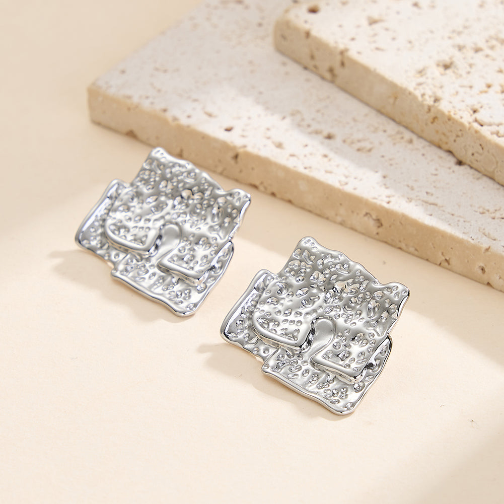 Velvet Magma // Sculptural Textured Square Stud Earrings