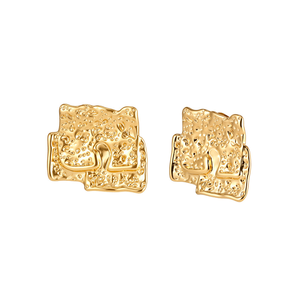 Velvet Magma // Sculptural Textured Square Stud Earrings