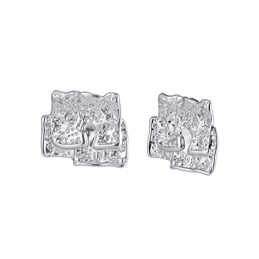 Velvet Magma // Sculptural Textured Square Stud Earrings