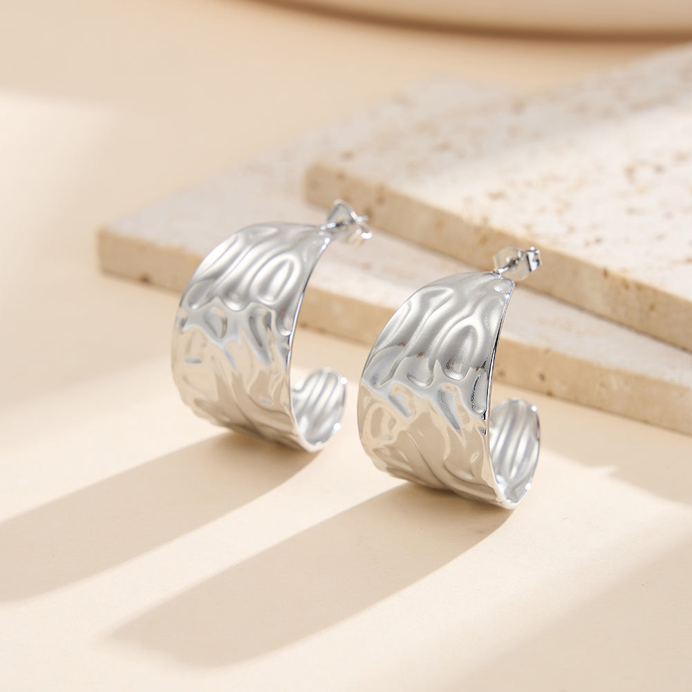 Velvet Ripple // Chunky Molten Crinkled C-Hoop Earrings