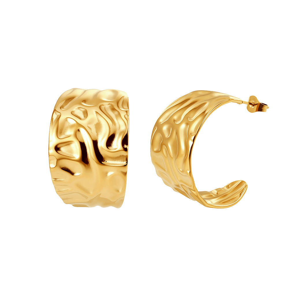 Velvet Ripple // Chunky Molten Crinkled C-Hoop Earrings