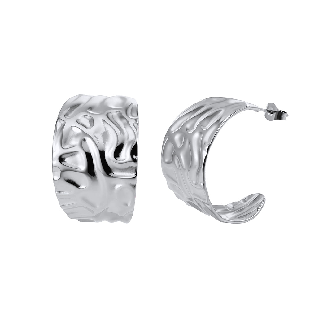 Velvet Ripple // Chunky Molten Crinkled C-Hoop Earrings