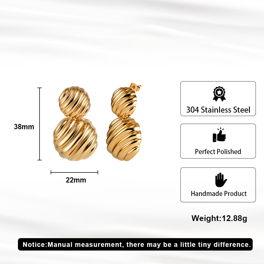 Aura Meridian // Ribbed Croissant Double Tiered Drop Earrings