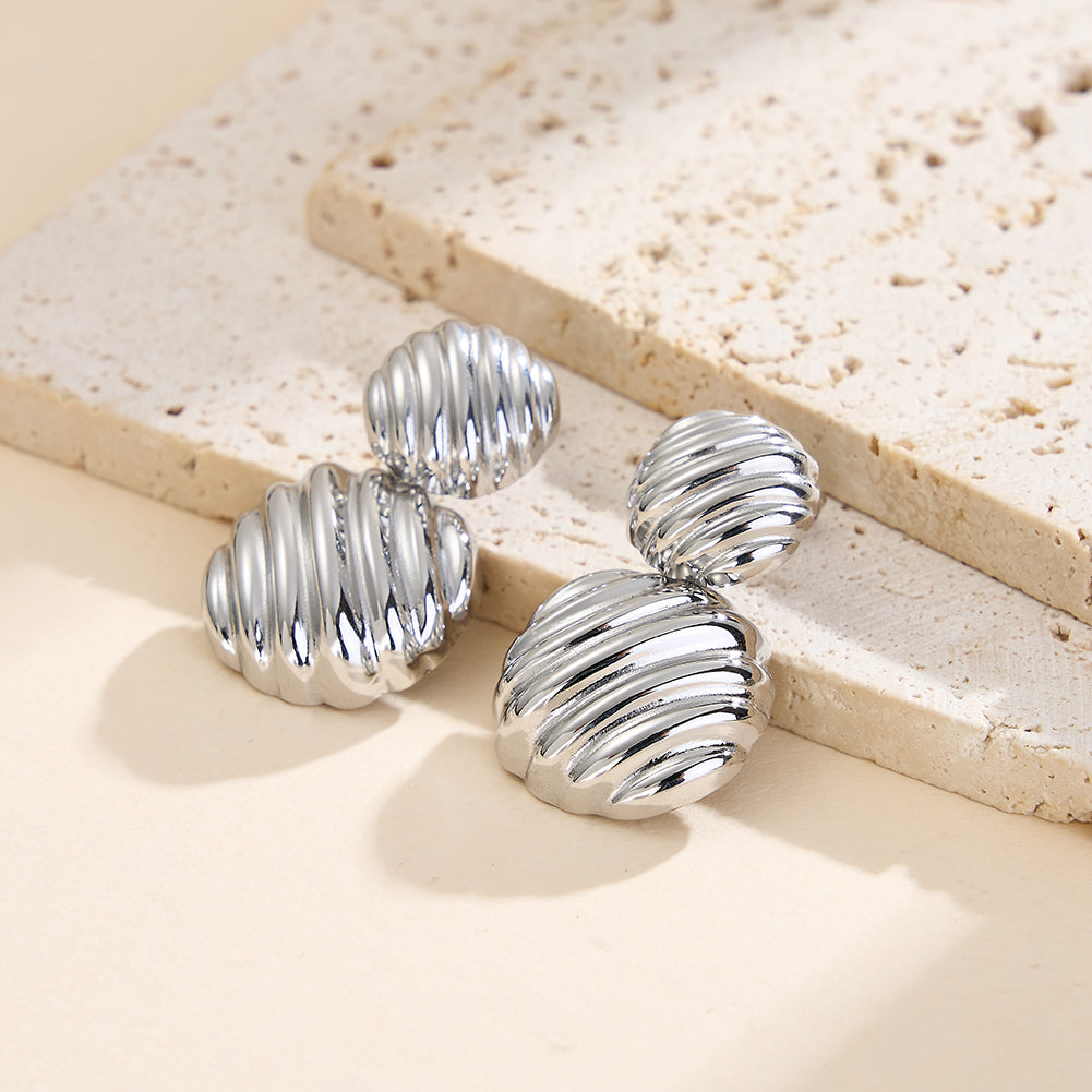 Aura Meridian // Ribbed Croissant Double Tiered Drop Earrings