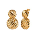 Aura Meridian // Ribbed Croissant Double Tiered Drop Earrings