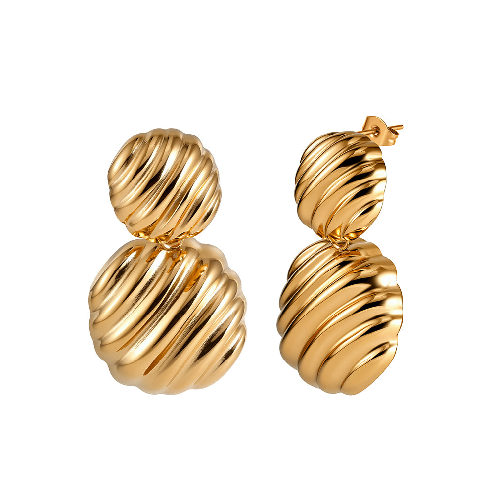 Aura Meridian // Ribbed Croissant Double Tiered Drop Earrings