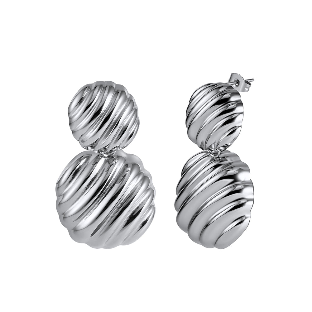 Aura Meridian // Ribbed Croissant Double Tiered Drop Earrings