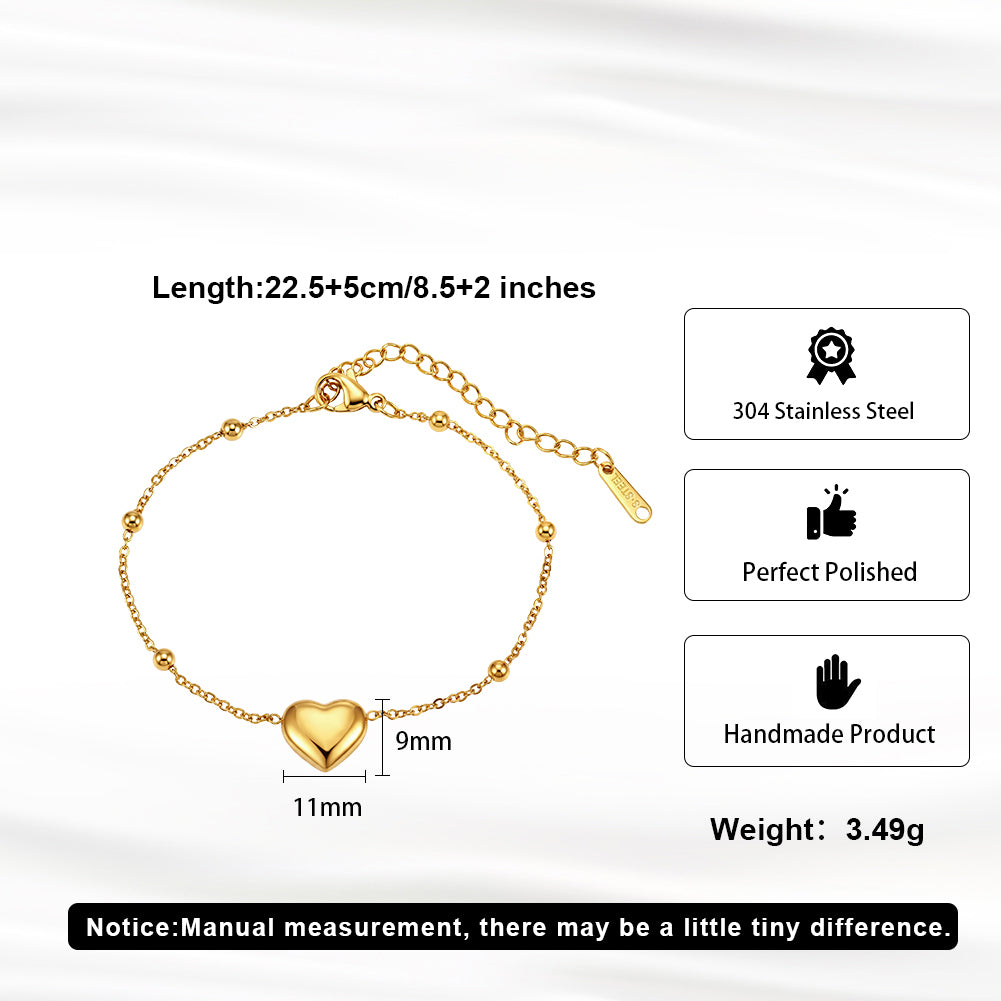 Velvet Aura // Sculptural Puffy Heart Bead Chain Anklet