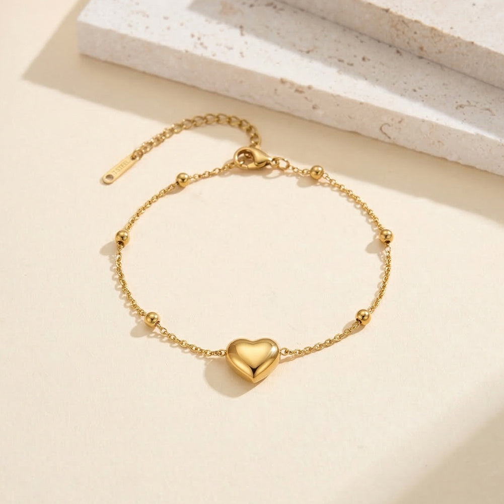Velvet Aura // Sculptural Puffy Heart Bead Chain Anklet