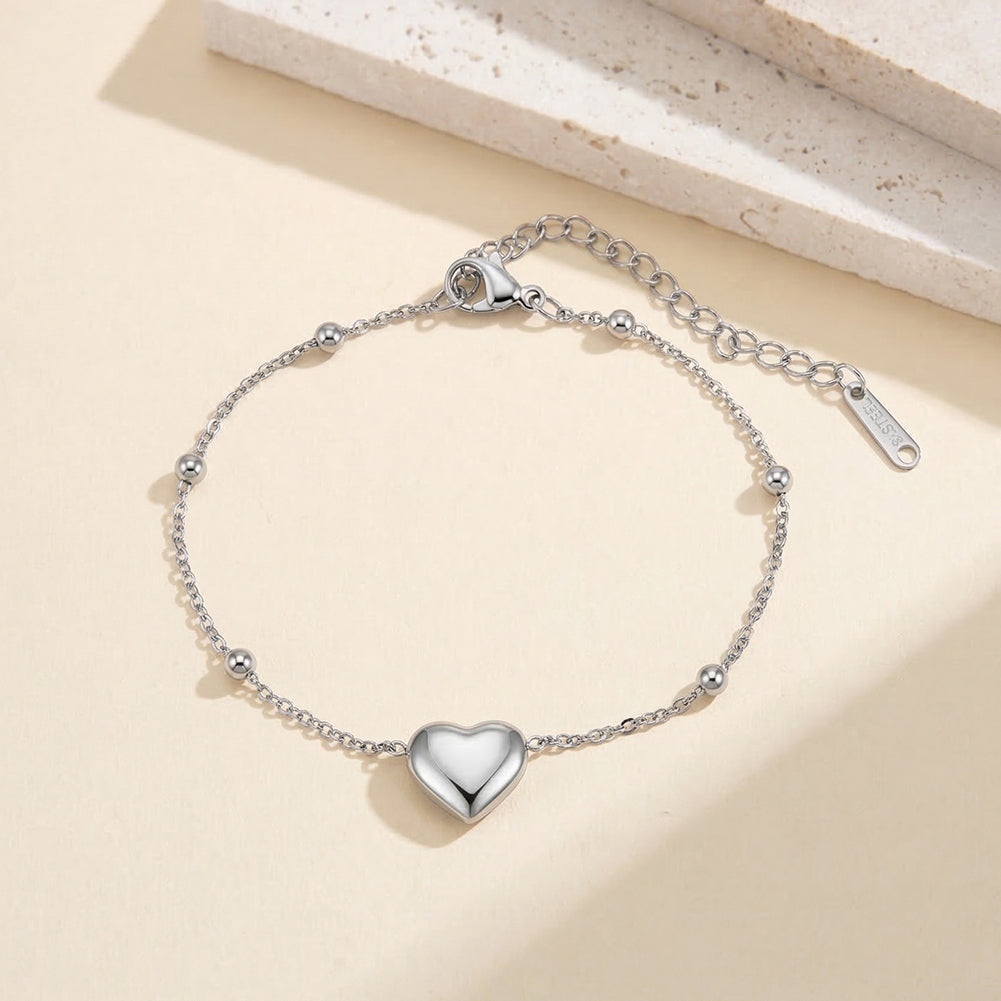 Velvet Aura // Sculptural Puffy Heart Bead Chain Anklet