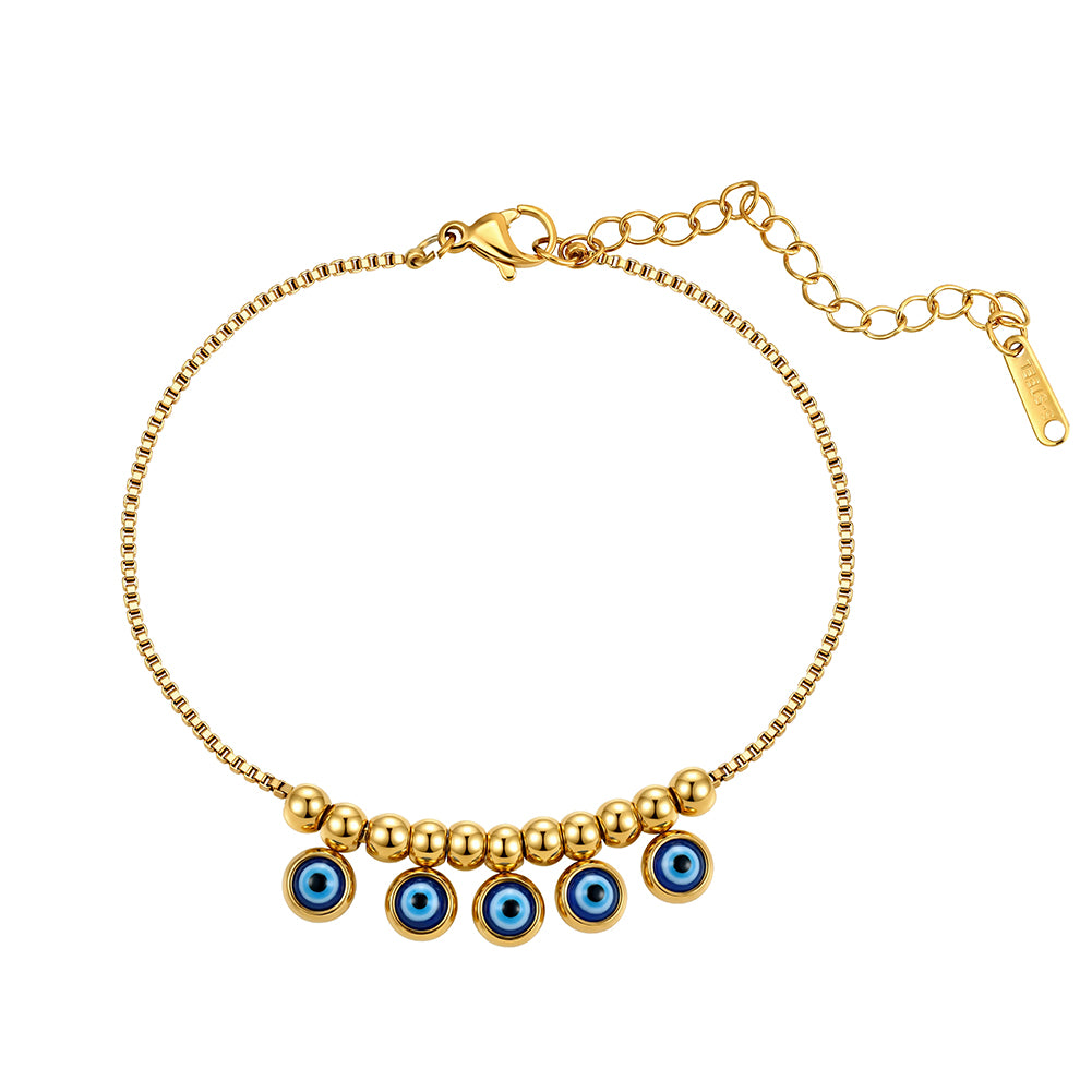 Velvet Oracle // Multi Evil Eye Textured Charm Anklet