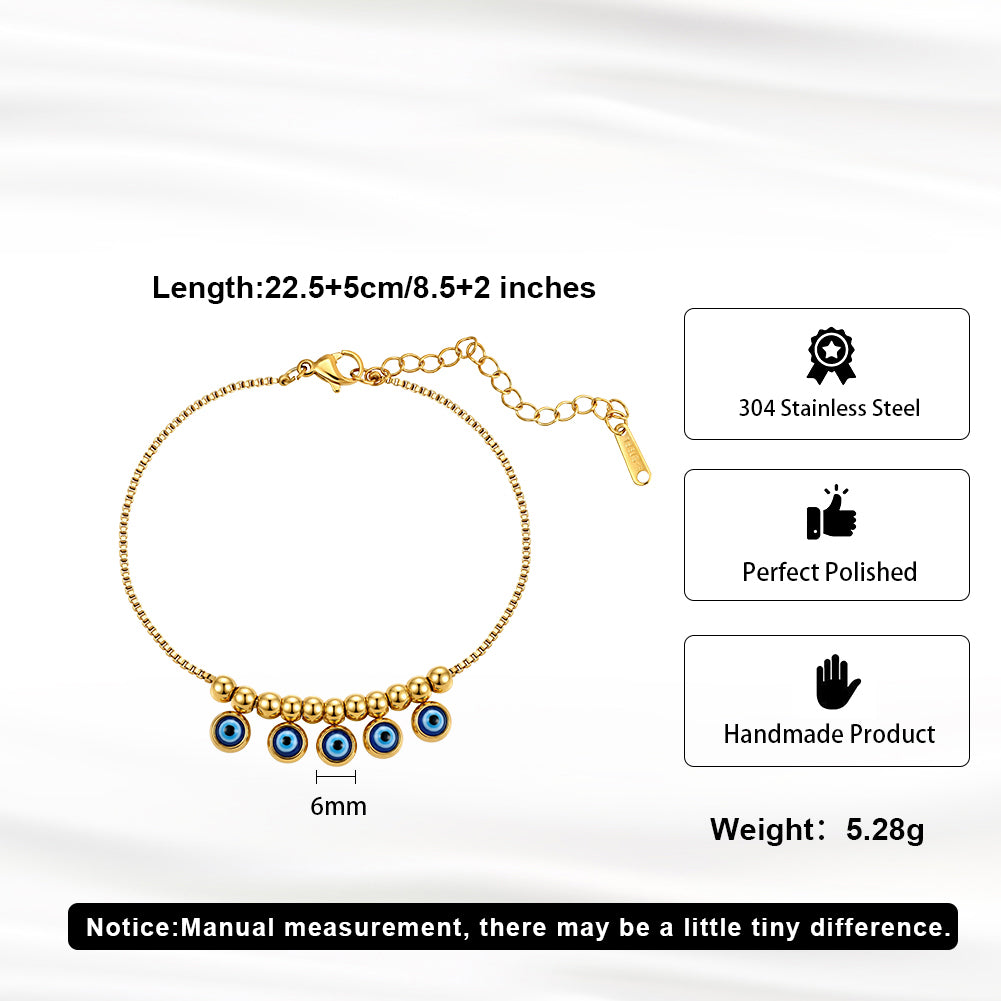 Velvet Oracle // Multi Evil Eye Textured Charm Anklet