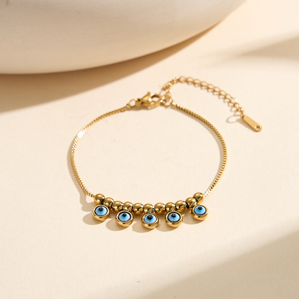 Velvet Oracle // Multi Evil Eye Textured Charm Anklet