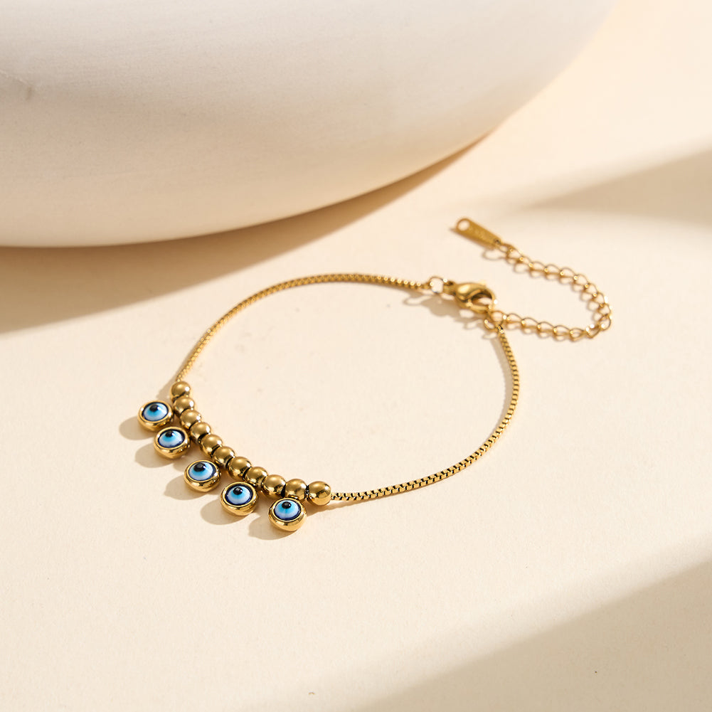 Velvet Oracle // Multi Evil Eye Textured Charm Anklet