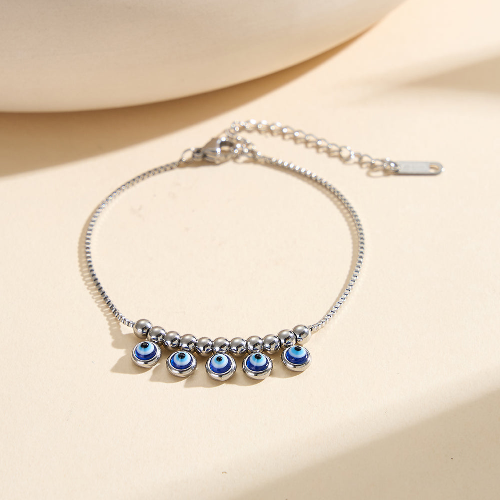 Velvet Oracle // Multi Evil Eye Textured Charm Anklet