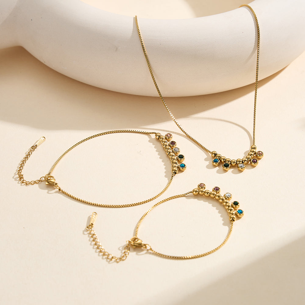 Velvet Rhythm // Colorful CZ Crystal Rainbow Charm Anklet