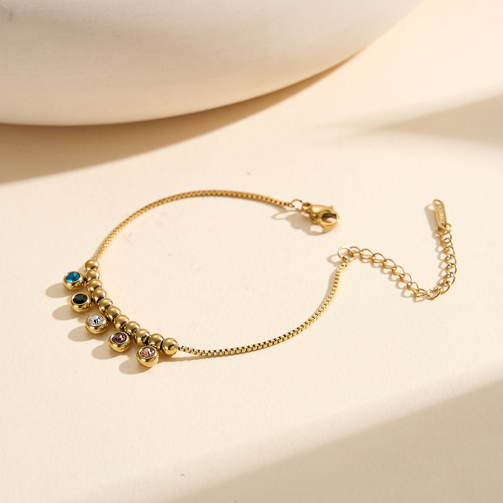 Velvet Rhythm // Colorful CZ Crystal Rainbow Charm Anklet