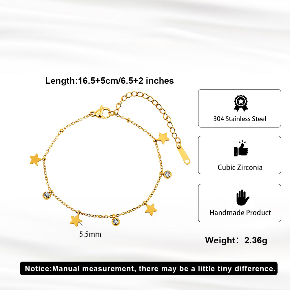 Aura Celestial // Star & CZ Crystal Shimmer Charm Anklet