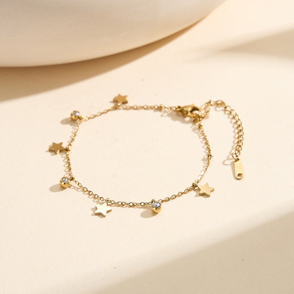 Aura Celestial // Star & CZ Crystal Shimmer Charm Anklet