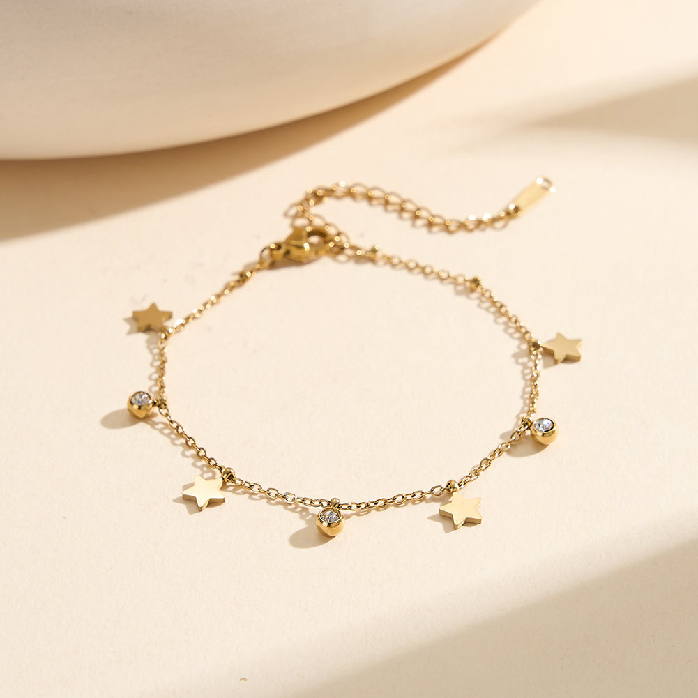 Aura Celestial // Star & CZ Crystal Shimmer Charm Anklet