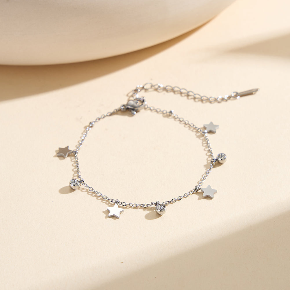 Aura Celestial // Star & CZ Crystal Shimmer Charm Anklet